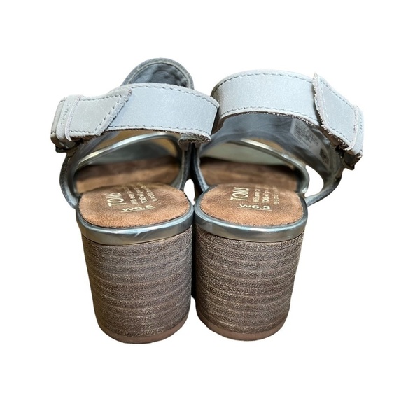 *toms Poppy Metallic Block Sandals Grey and Silver SZ W6.5 - Picture 4 of 11
